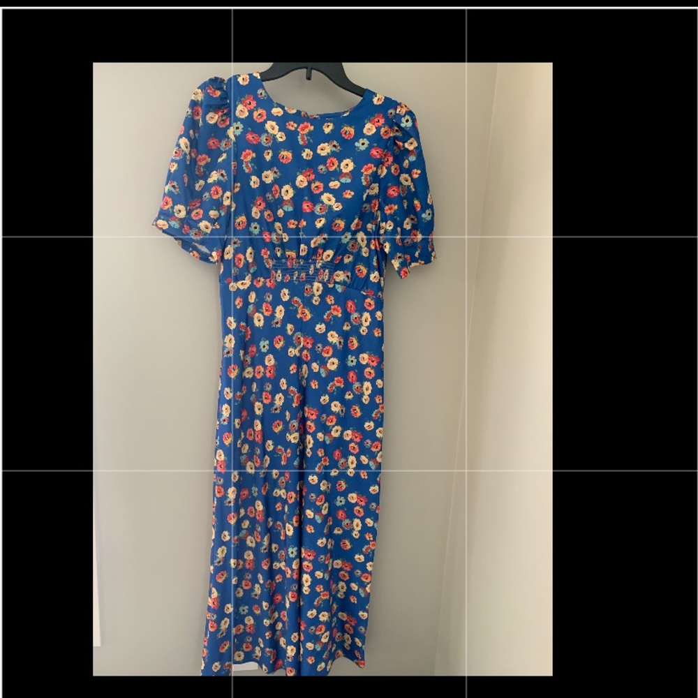 A blue dress with flowers